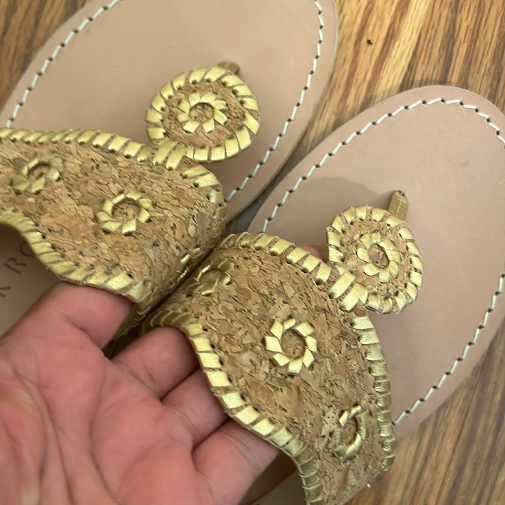 Jack Rogers Gold Cork Leather Thong Sandals NEW WITHOUT BOX - Picture 10 of 11